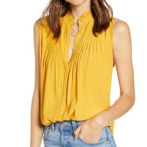 *CLEARANCE* Treasure & Bond Gold Pleated Blouse Top Size Medium New